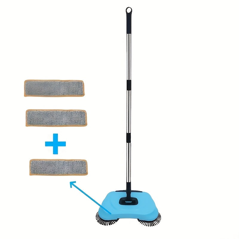 Ko'k/Qizil 3-in-1 Qo'l Broom Sweeper Mop Vacuum Kombinatsiyasi - Yog'och va Kafel Pol uchun Ko'p Funktsiyali Tozalash Vositasi, Quruq va Nam Foydalanish, Hayvon Sochlarini va Changni Olib Tashlaydi, Yashash Xonasi, Yotoqxona, Oshxona va Tualet uchun Ideal