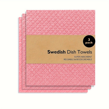 Swedish Dishcloths for the Kitchen - Set of 3 or 10PCS. These reusable and compostable kitchen cloths are made in Sweden from cellulose sponge material. Perfect for washing dishes, these Swedish dishcloths can also be used as reusable paper towels that