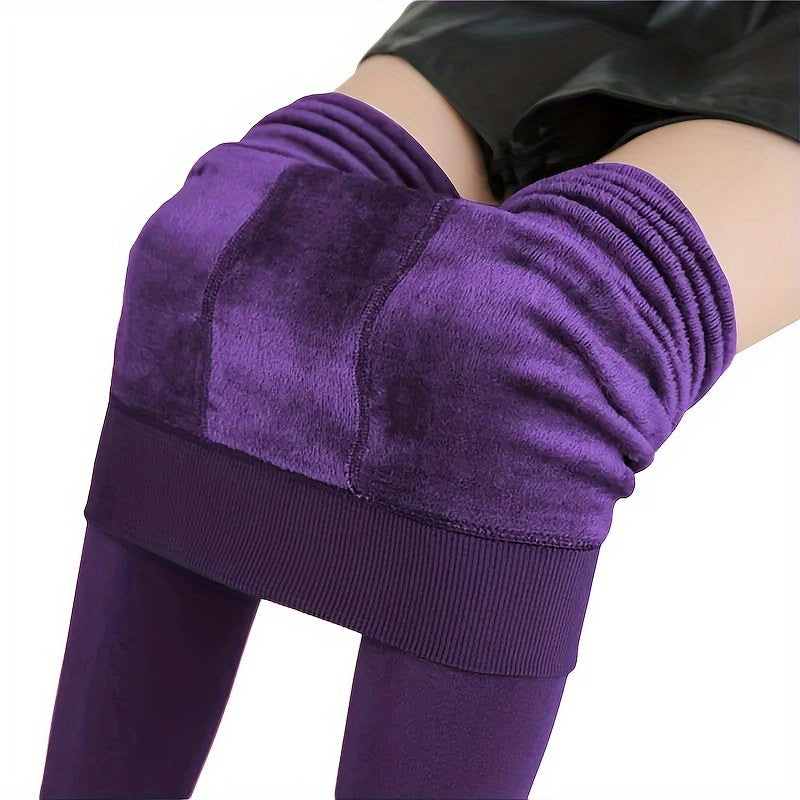 Women's Winter Thermal Velvet-Lined Pantyhose: Warm, Stretchy Leggings for Cold Weather, Black