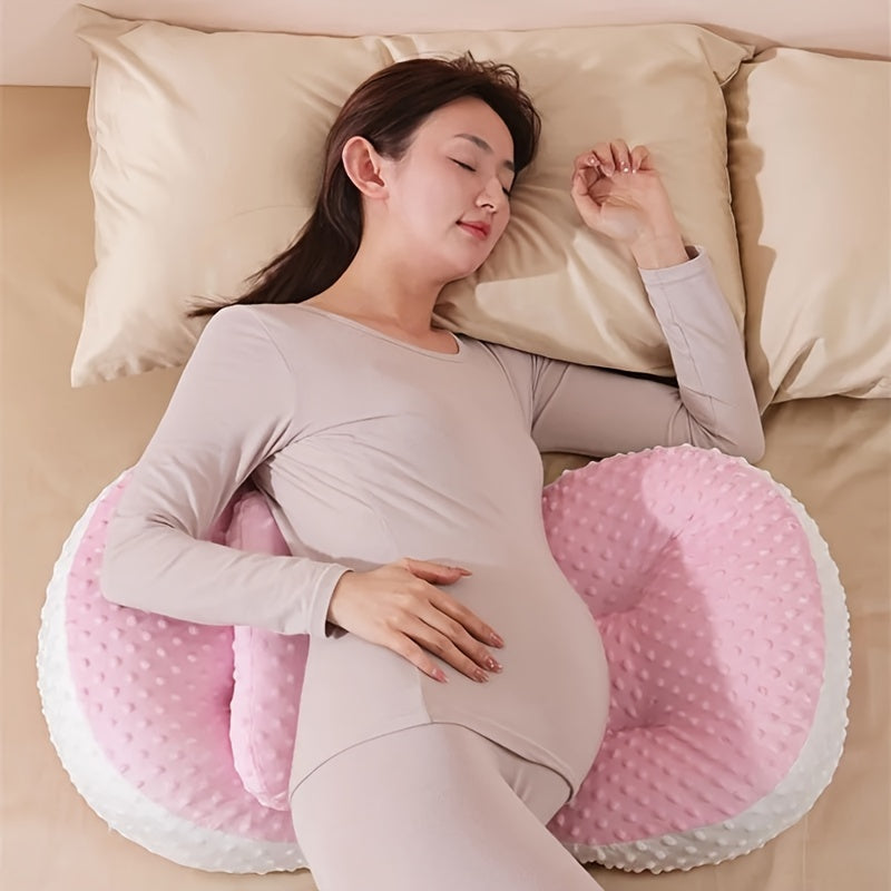 U-Shaped Adjustable Maternity Pillow with Soft Cotton Cover - Provides Versatile Whole Body Comfort for Expectant Mothers, Ideal for Side Sleeping and Belly Support - Suitable for Women 14+