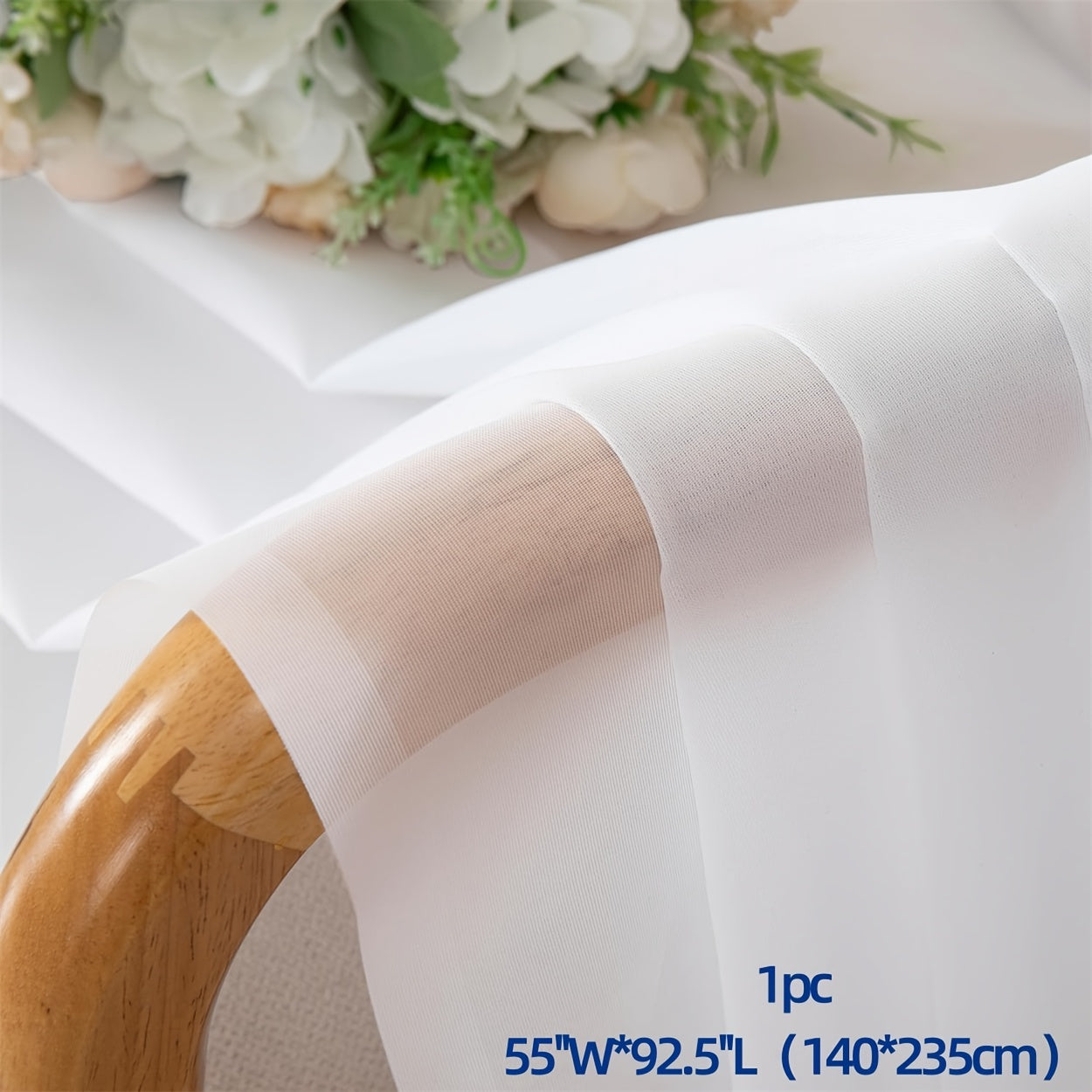 White Sheer Voile Curtain with Rod Pocket, Ideal for Living Room, Bedroom, Office, and Home Decor