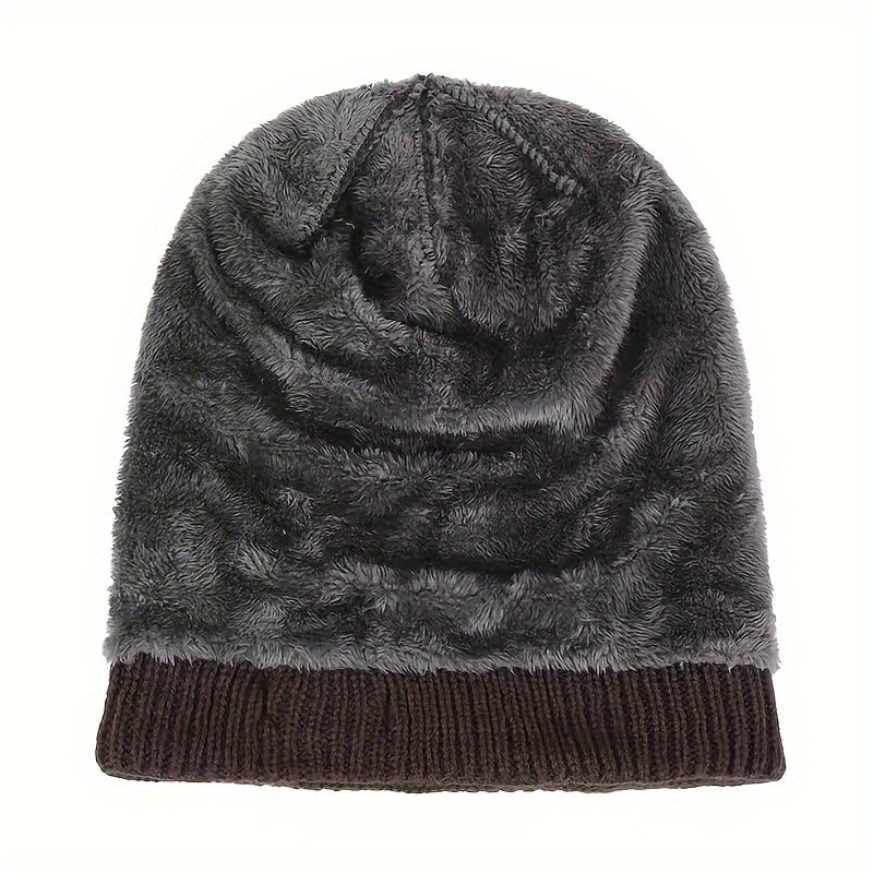 Versatile Knitted Hat for both Men and Women, Features Double Layer and Plush Velvet Lining - Perfect Gift Option