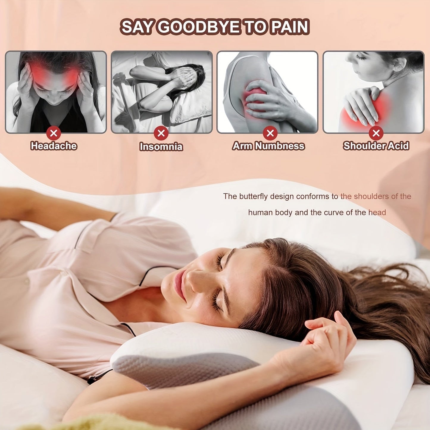 Get relief from neck pain with our premium Ergonomic Memory Foam Cervical Pillow, designed to provide orthopedic support for side, back, and stomach sleepers. The breathable, hypoallergenic pillowcase ensures a comfortable night's sleep, and the pillow