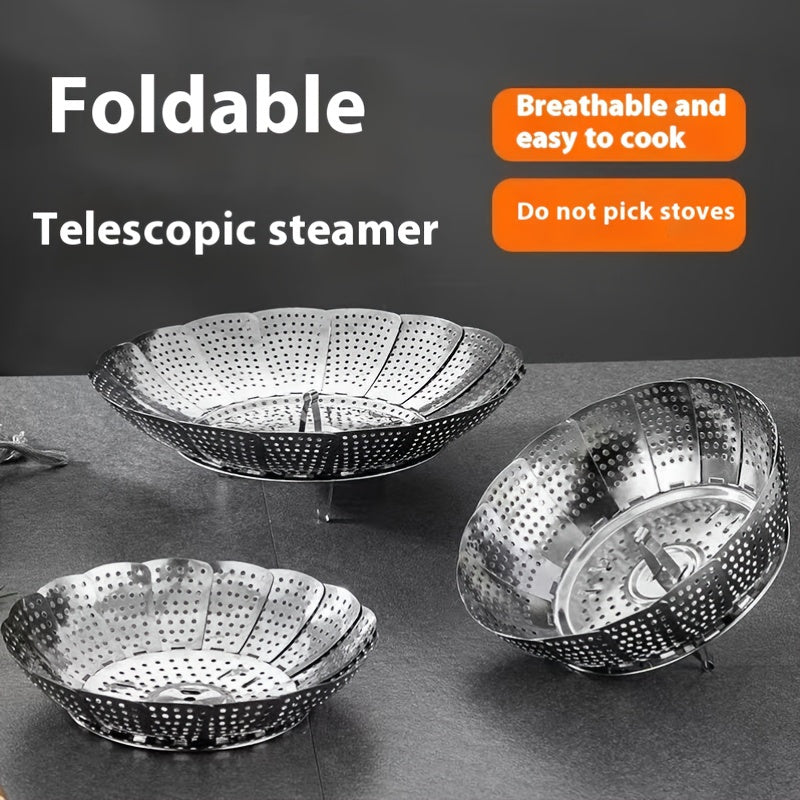 Durable Folding Steamer Basket Made of Stainless Steel - A Versatile Tool for Healthy Cooking in the Kitchen