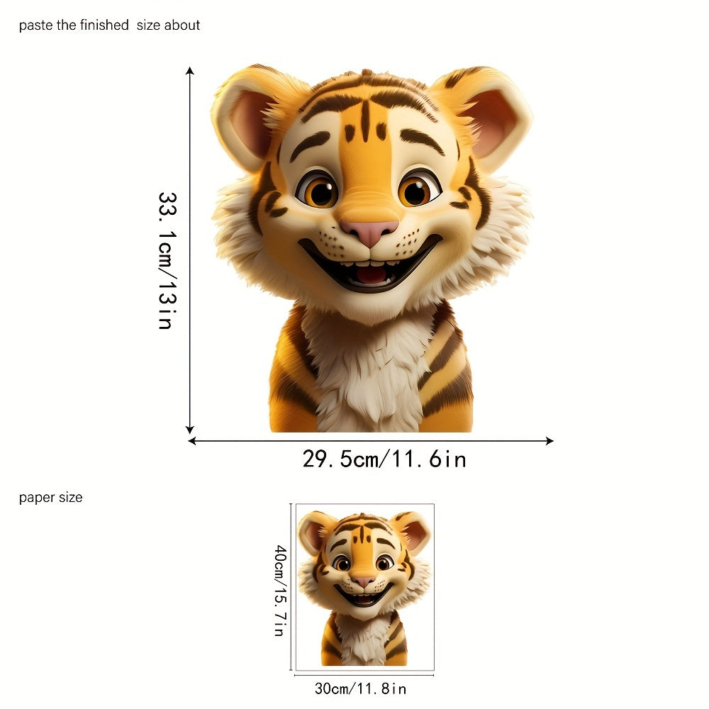 Add a touch of charm to your bedroom and living room windows with this cute Tiger Cartoon electrostatic glass sticker. This classic style sticker is 2mil thick and reusable, making it a perfect decor accessory for your home.