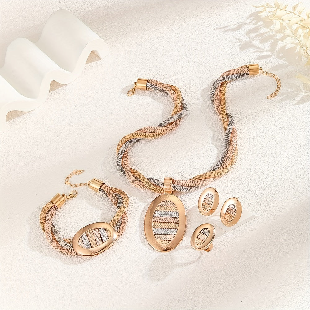 October Birthstone Jewelry Set, Vintage Boho Style in Synthetic Material with 14K Gold Plated Zinc Alloy – Featuring a Sports Theme, Complete 5-Piece Set including Earrings, Necklace, Bracelet, and Rings for Everyday Wear and Special Occasions – Perfect