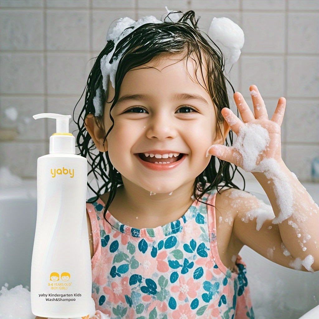 Introducing the 1pc Yaby Kindergarten Kids 2-in-1 Wash & Shampoo! Perfect for boys and girls aged 3-6, this gentle formula is designed to hydrate and nourish delicate skin and hair. With a sweet nutty aroma, this product creates a rich foam for a