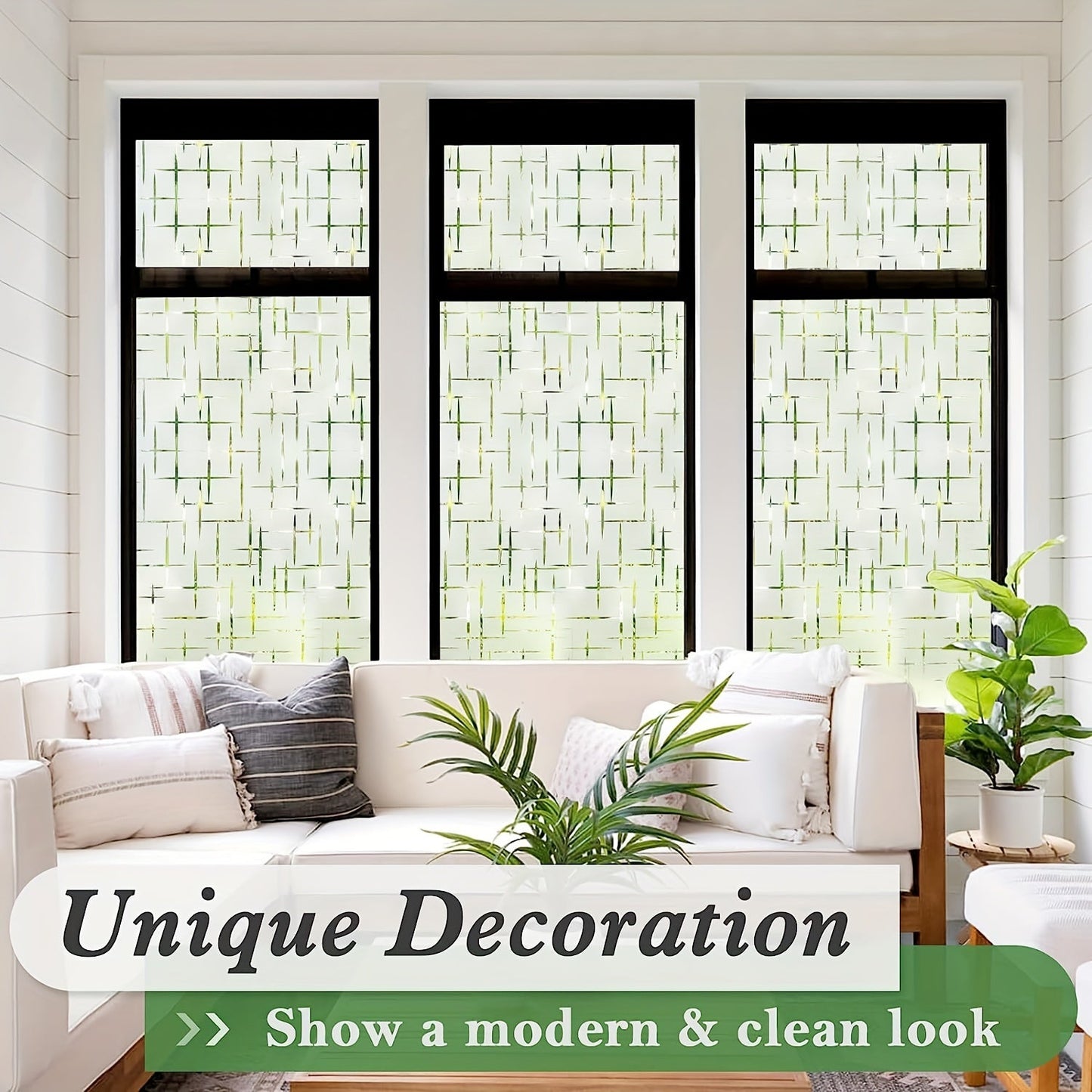 Privacy frosted glass window film for 1pc, featuring static cling technology for easy removal and reapplication. This film provides heat control and UV blocking for doors and windows, making it perfect for living rooms, bathrooms, bedrooms, offices, and