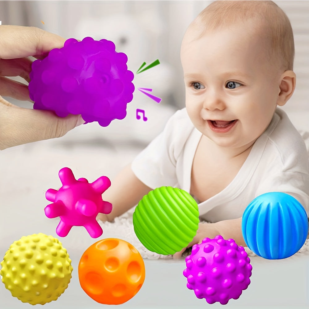 Interactive Sensory Toys for 6-12 Month Old Babies: 6-Piece Textured Ball Set for Toddlers. Colorful Balls for Catching and Exploration