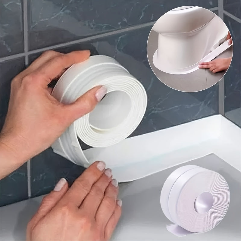 Waterproof adhesive tape for kitchen and bathroom use, perfect for sealing joints and corners.