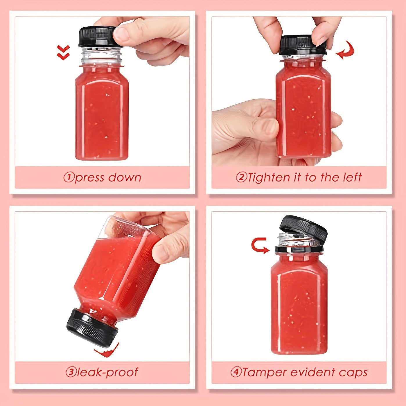 5/10 leak-proof clear plastic juice bottles ideal for juicing, smoothies, milk, and homemade beverages in bulk.