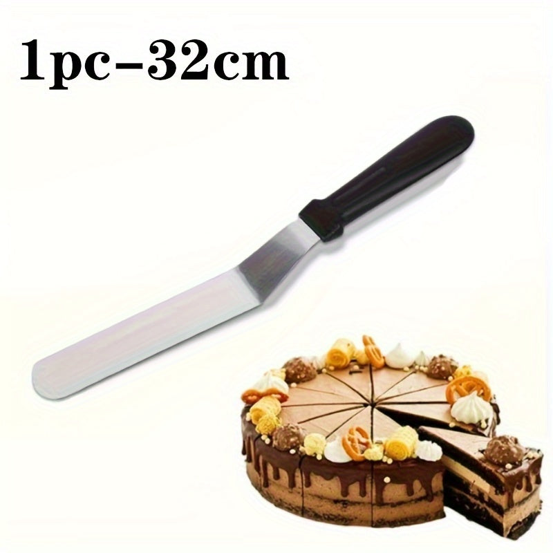 Stainless Steel Palette Knife with Angled Blade, Professional 32cm Icing Spatula for Cake Decoration, Lightweight Plastic Handle Perfect for Baking and Pastry in the Kitchen