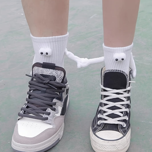 Magnetic couple mid-calf socks for women in cute and funny styles, perfect for internet celebrities and Douyin users.