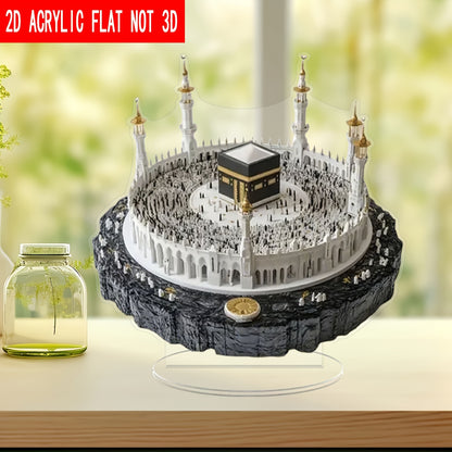 1pc Art Renaissance Crystal Kabah Model with Golden Dome Mecca Replica - Multi-purpose Office Desk, Laboratory, and Home Display