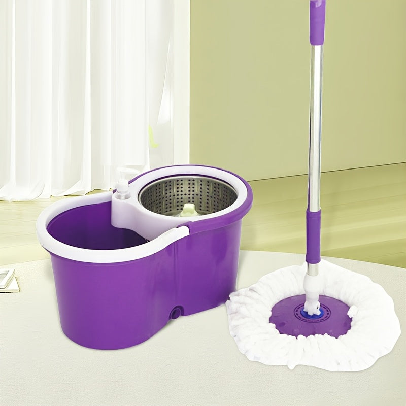 Qulay Ikki Haydovchi Spin Mop To'plami Katta Chelak bilan - Oson Tozalash, Quruq va Nam Yuzalar uchun ajoyib, Oshxona, Hammom, Yashash Xonasi, Kafel Pol, Umumiy Uy Tozalash uchun mukammal.