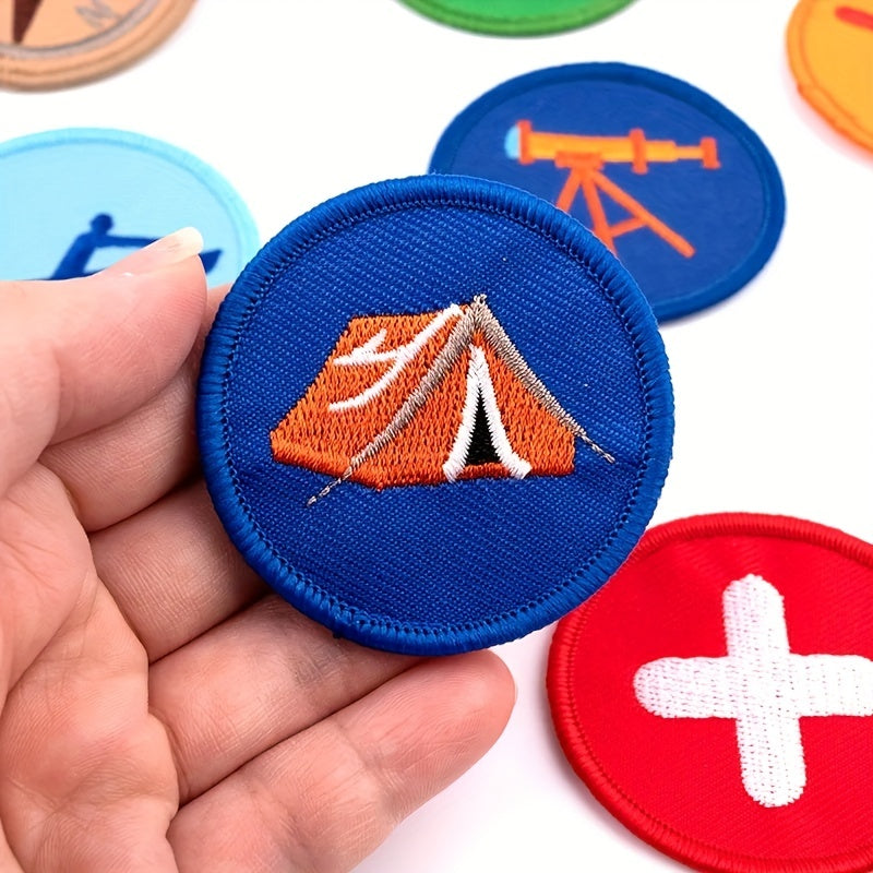 Set of 15 Fun and Vibrant Cartoon Badges for Boys' Scout Uniform - Easily Attachable with Sewing or Iron-On Embroidered Patches