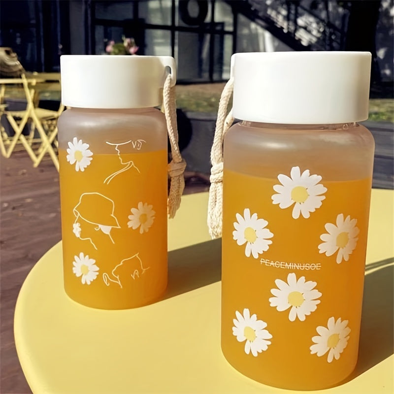 Daisy Flower Water Bottle - Cute Kawaii Plastic Cup, Portable, Great for Travel, Birthday Gift