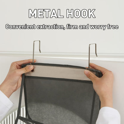 This versatile hanging organizer features four pockets and a durable fabric design, perfect for use in wardrobes, bathrooms, bedrooms, or dorm rooms. The transparent window and reinforced rack make it easy to see and access your items. Complete with two