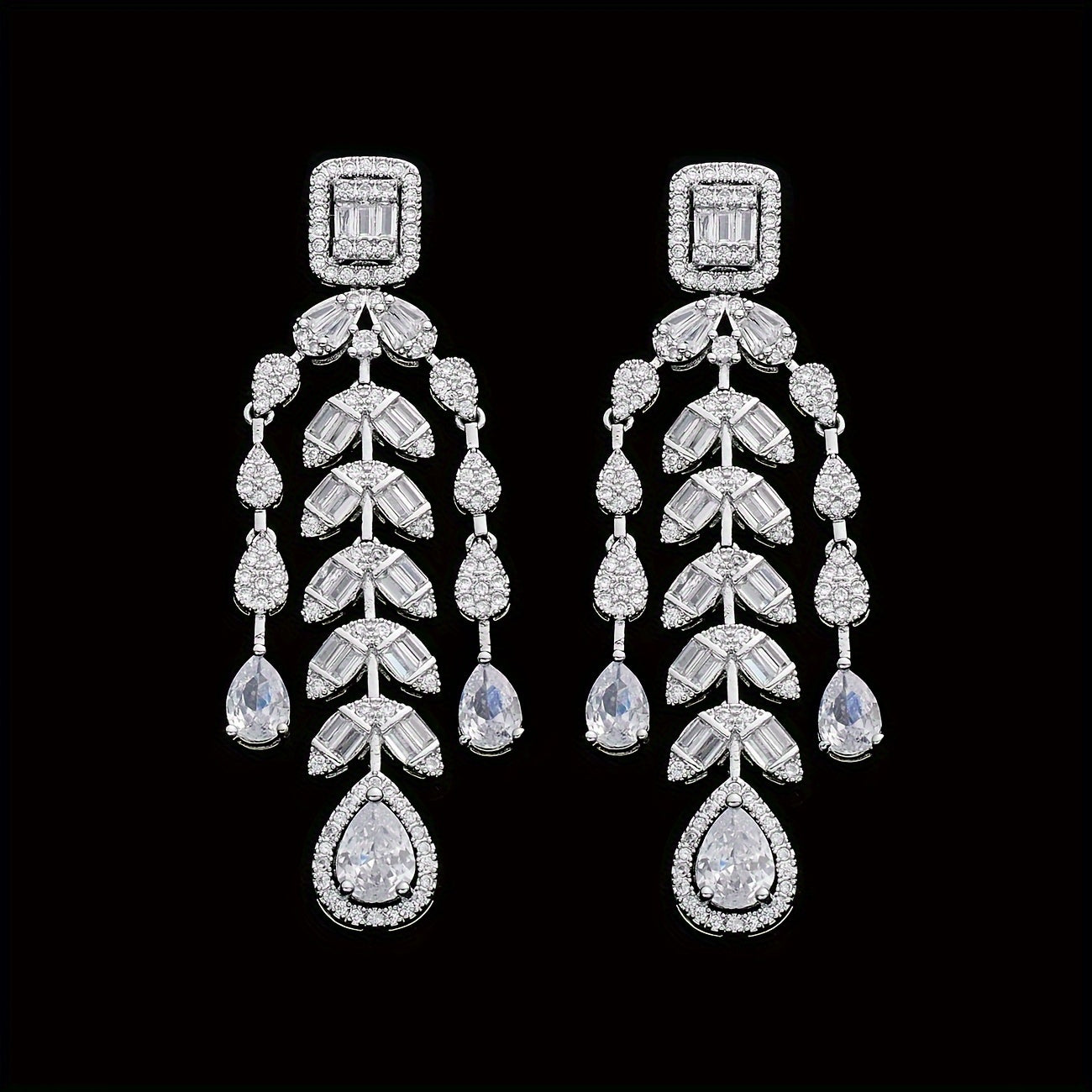 Stunning 4-Piece Wedding Jewelry Set for the Bride, featuring Luxury Women's CZ Necklace, Earrings, Bracelet, and Ring in an Elegant Design