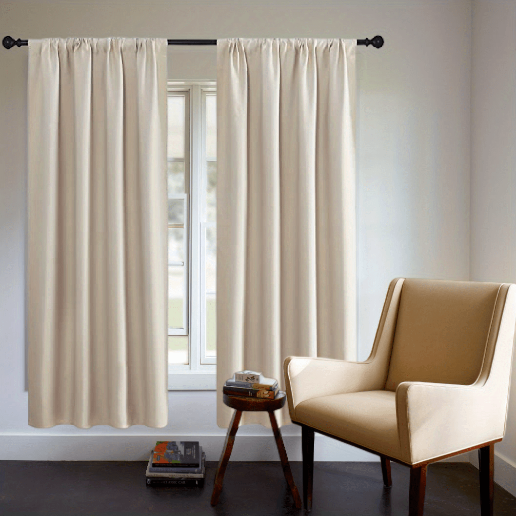 One Blackout Curtain (1 Panel) - Thick Rod Pocket Curtain for Heat Insulation and Light Blocking in Bedroom, 200g;