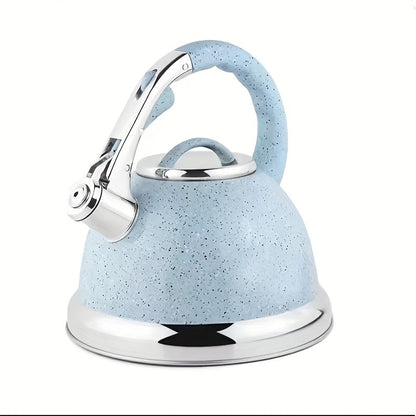 The HausRoland 3.5L Stainless Steel Whistling Tea Kettle is perfect for stovetop use. This large capacity teapot features a cool grip ergonomic handle and is compatible with induction cooktops. No electricity required.