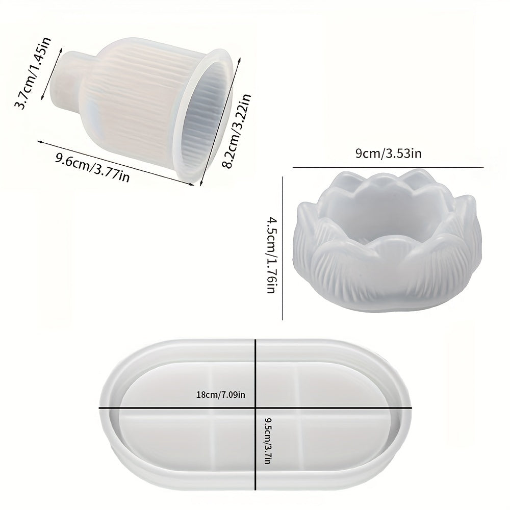 - 3-piece silicone mold set for DIY crafts
- Create trays, vases, and candle holders
- Perfect for epoxy resin, concrete, and plaster
- Essential for home decor