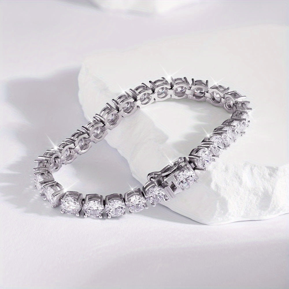 Stunning 28CARAT Round Cut Moissanite Tennis Bracelet - VVS1 Grade, 925 Silver, Ideal for Valentine's Day & Special Events