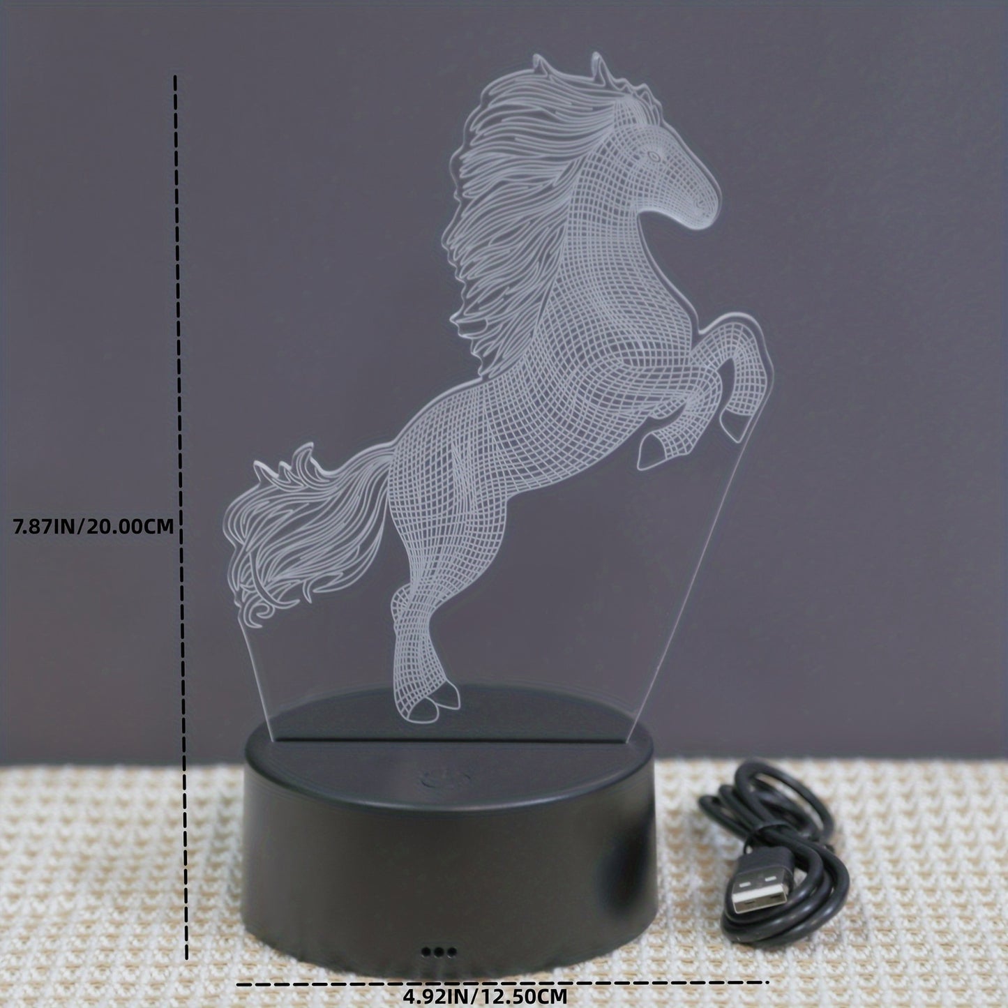 The 1pc Plug-in 3D Night Light is a creative jumping horse decoration for desks or bedrooms.