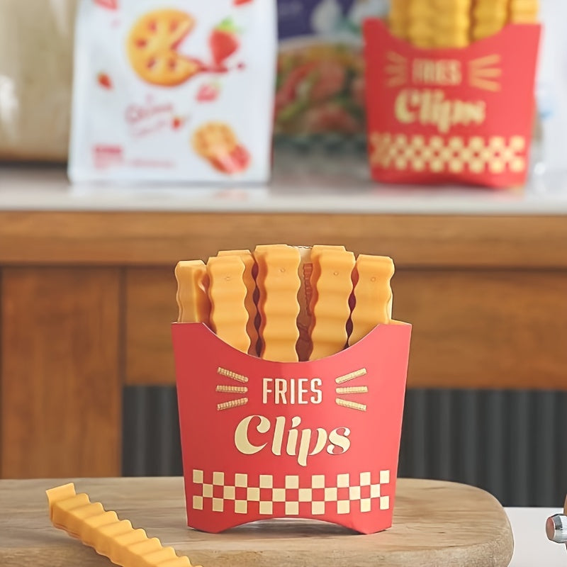 Realistic French Fries Sealing Clips - 12pcs/Set. Made of Durable Plastic to Keep Snacks Fresh & Secure. Reusable Kitchen Accessory for Chips & More. Cute and Functional Design.