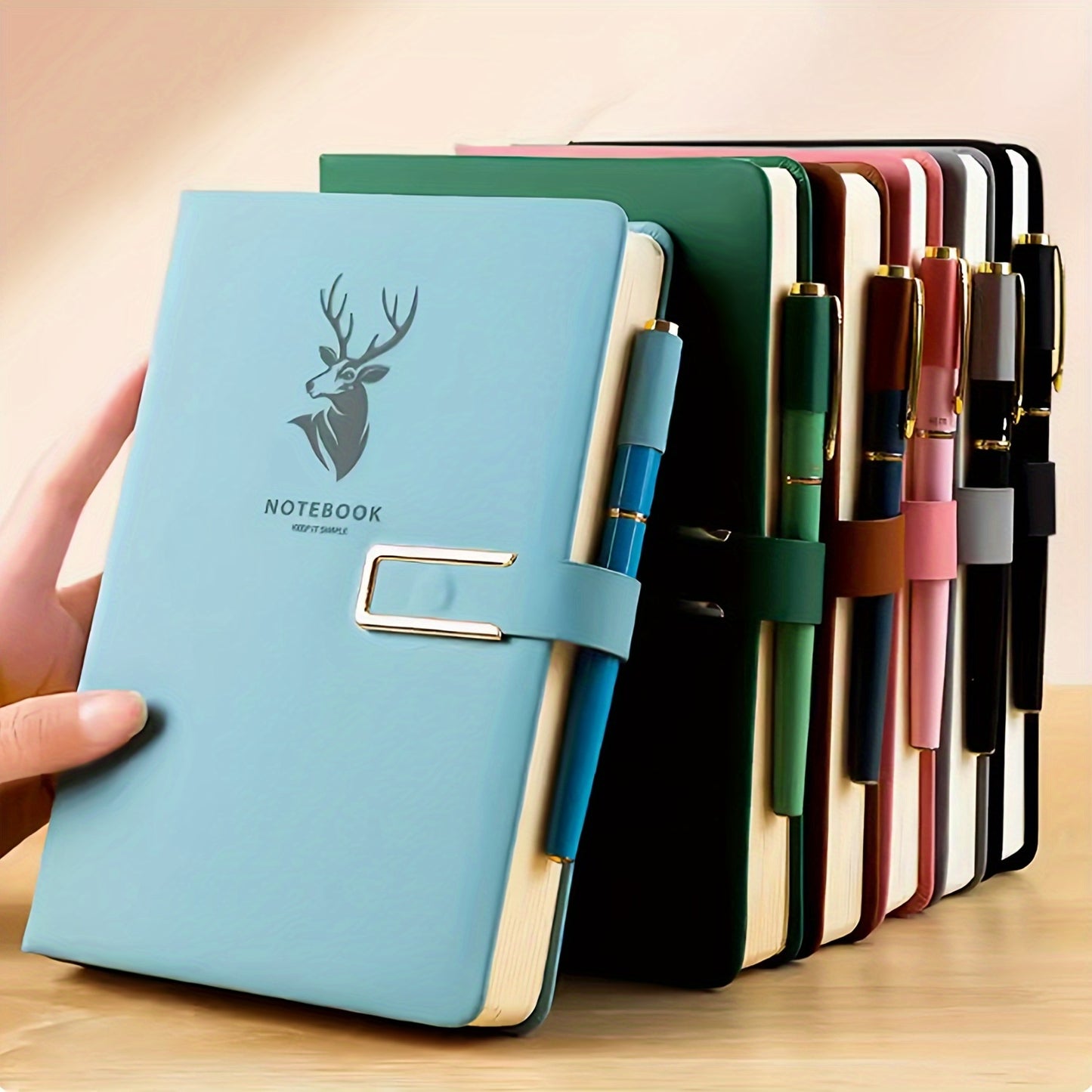 Vintage-style A5 notebook with soft cover, magnetic closure, bookmarks, and waterproof features. Suitable for daily office use or college diary.