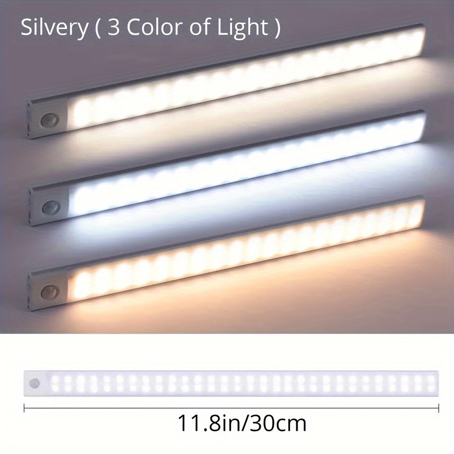 Set of 2 Ultra-Thin Smart LED Light Strips - Featuring Magnetic Attachment, Rechargeable Battery, Motion Sensor for Kitchens, Cabinets, Closets & Beyond - Powered by USB with a Sleek Polished Finish