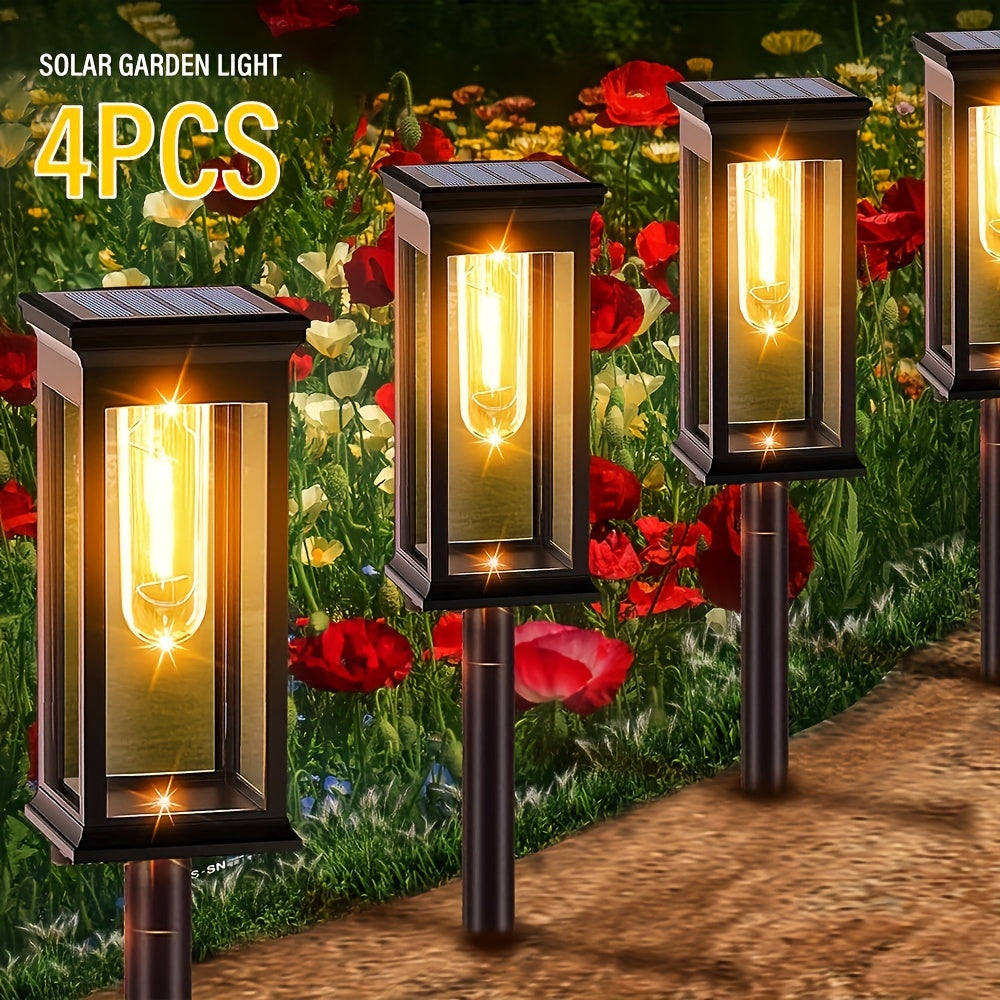 4pcs Outdoor solar lights for yard sidewalks, bright and long lasting.