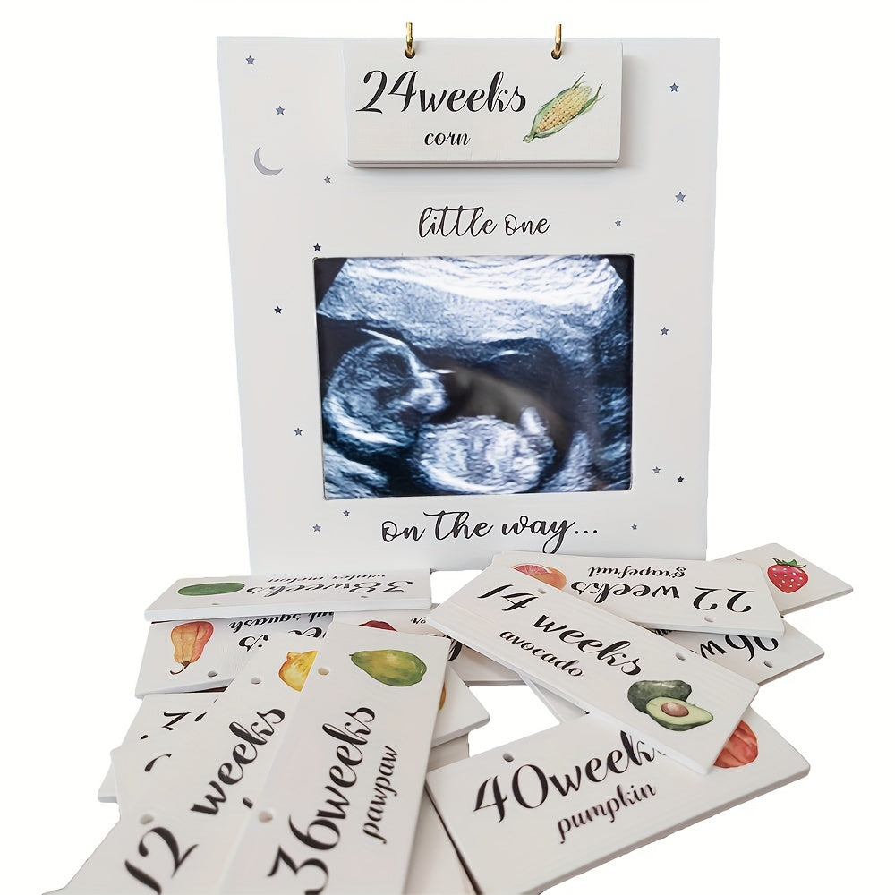 Special Ultrasound & Sonogram Picture Frame with Belly Bump Signs - Ideal Pregnancy Milestone Keepsake for Soon-to-Be Parents, Wooden Growth Tracker Gift