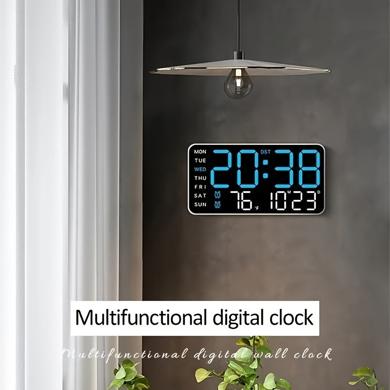 Voice-Activated Wall Clock with Temperature, Date, Time, Alarms, and Snooze - Sleek Design, Battery-Powered - Ideal for Bedroom.