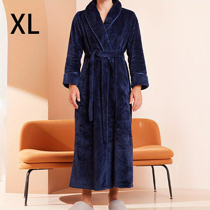 Thick, cozy couple's bathrobe with long sleeves for autumn and winter comfort.