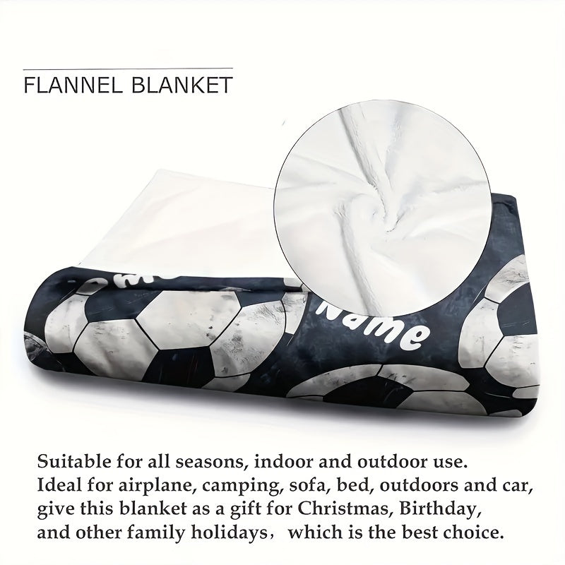 Upgrade your gift-giving game with a Custom Text Football Print Flannel Blanket. This cozy and personalized throw is the perfect Christmas gift for your son and grandson. Whether they use it on the couch, bed, during travel, camping, in the living room