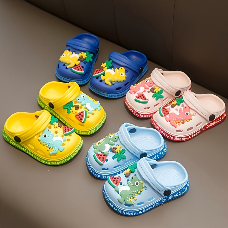 Kids' dinosaur clogs - breathable, non-slip, quick-dry shoes for boys and girls, suitable for all seasons.