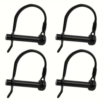 Set of 4 Wire Lock Pins, 8mm Carbon Steel Shaft Locking Pins for Safety Coupling. Round Loop Design Perfect for Securing Trailers in Farm, Lawn, and Garden.