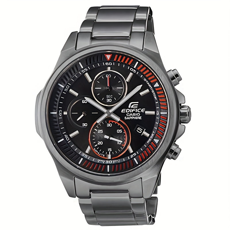 CASIO EDIFICE Men's Business Watch with Sapphire Mirror, Stainless Steel Band, Date & Stopwatch Features