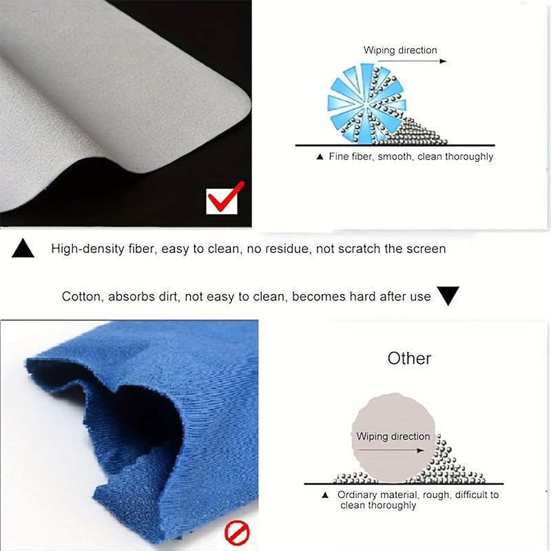 Soft microfiber cleaning cloths in multiple sizes for MacBook and Air screens and keyboards.