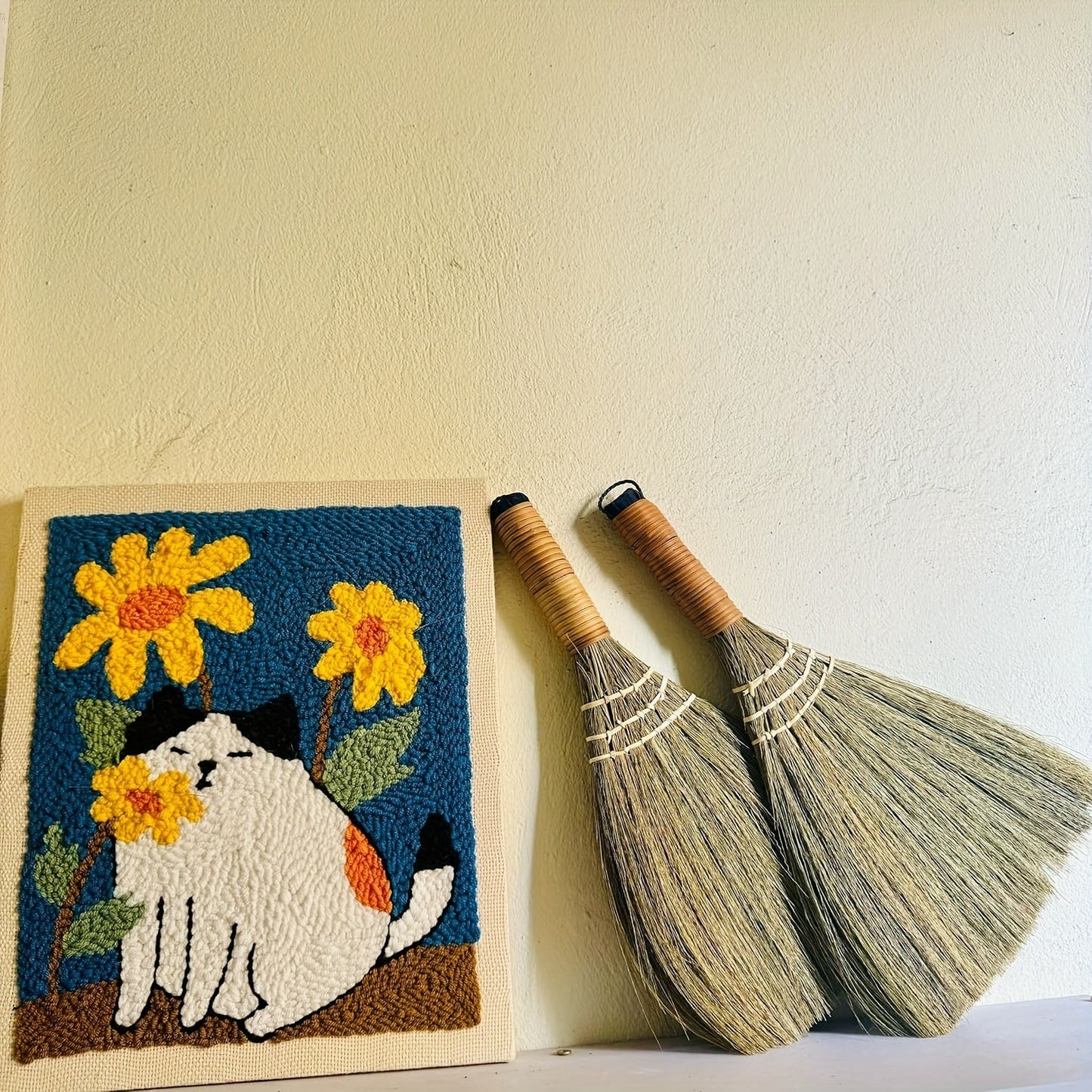 Vietnamese Soft Broom with Plastic Handle - Ideal for Sweeping Indoors and Outdoors - Unflagged Bristles for Effective Cleaning - Suitable for Living Room, Bedroom, Patio, and More - Can be Used with Dustpan