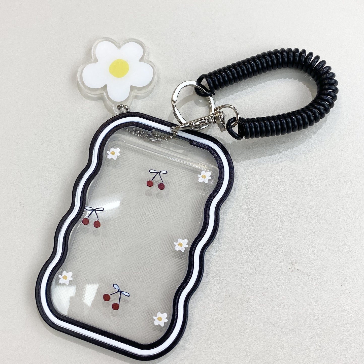 Cherry Blossom TPU Card Holder with Spring Lanyard - Ideal for Daily Use & Travel