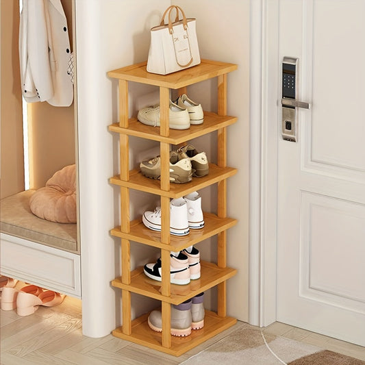 Bamboo Shoe Rack with 6 Tiers, Freestanding Vertical Shoe Organizer, Compact Storage Solution for Any Room, Quick and Easy Assembly, No Power Required