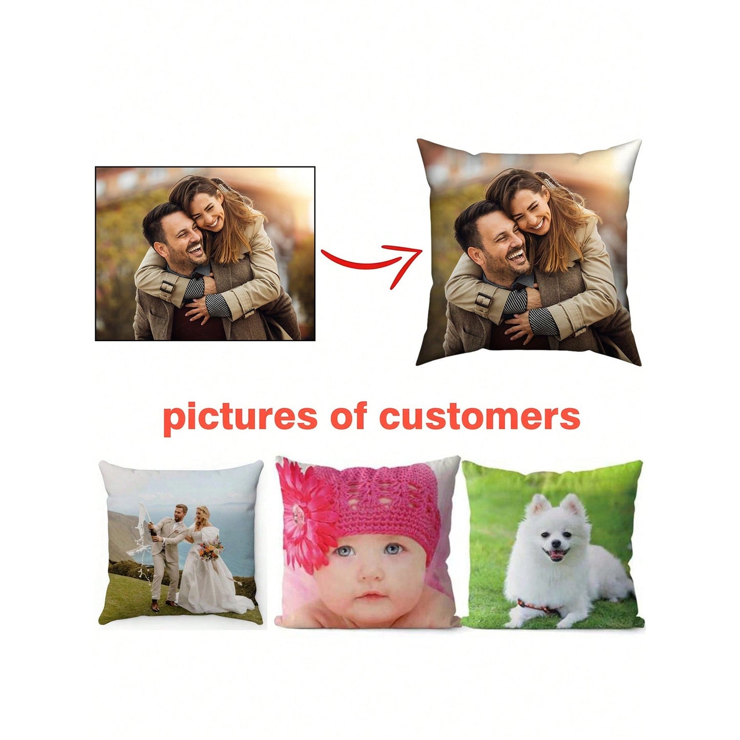 Customized pillowcase with a single-sided print featuring a couple's photo - ideal for Mother's Day, Father's Day, Thanksgiving, and Teacher Appreciation gifts. Made from a soft polyester blend in a variety of colors.