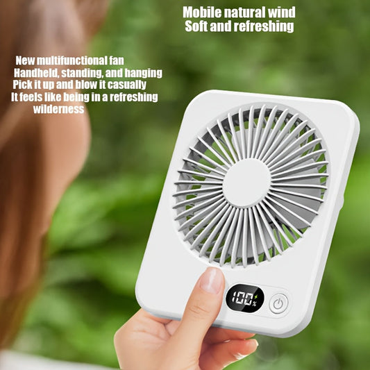 Portable Convenience| Compact & Powerful USB Desktop Fan with Quiet Operation, LCD Display, 5-Speed Settings, 180° Adjustable Tilt - Stylish and Portable Design in Black/Pink, Ideal for Bedrooms, Travel, and Offices - Perfect Mini Fan for On-the-Go