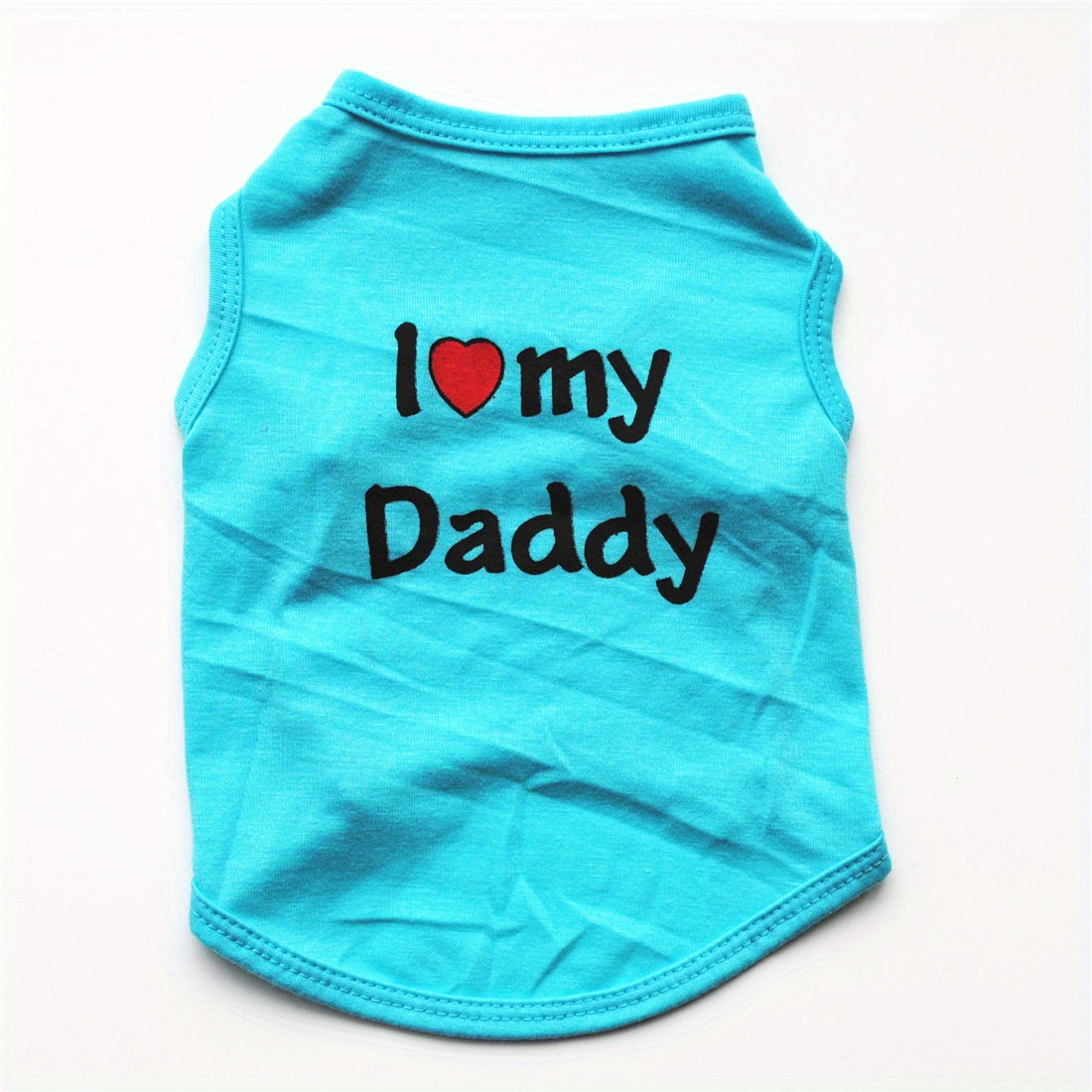 Cute 'I Love My Daddy/Mommy' graphic pet vest for summer parties, suitable for dogs and cats.