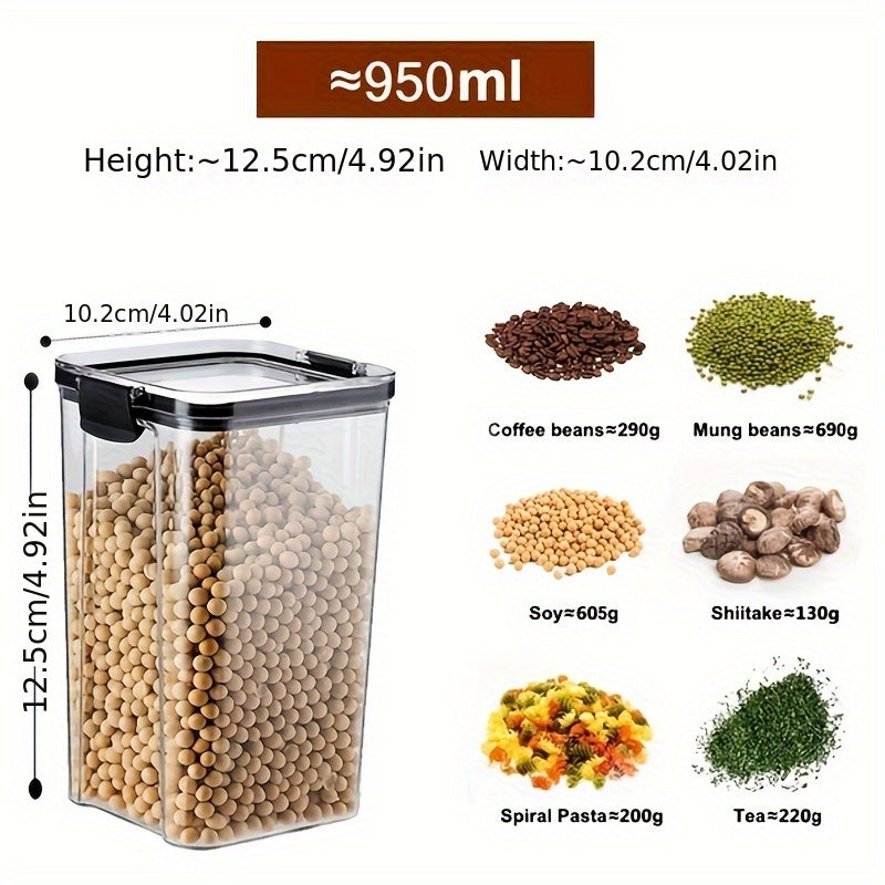 Set of airtight food storage containers - Clear plastic canisters with durable lids for organizing kitchen and pantry items like cereal, pasta, grains, nuts, and spices. BPA-free PET material, stackable design, and available in various sizes (small