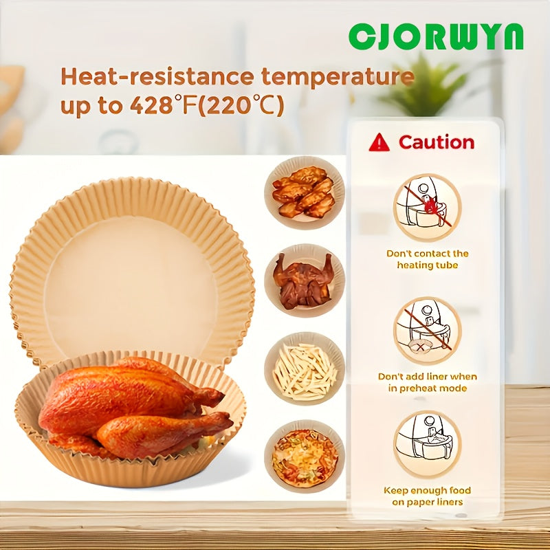 [Bestseller] Get 100pcs of CJORWYN Non-Stick Air Fryer Liners, 20.07cm Round Disposable Parchment Paper, Oil-Resistant, with Easy Clean-Up. Perfect for Baking, Roasting, and Microwave Use. Ideal for Holiday Cooking like Christmas, Halloween