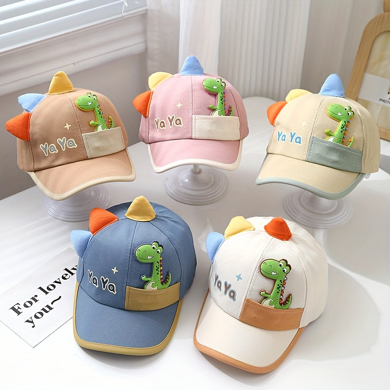 1pc Youngsters Duckbill Baseball Cap with Cartoon Dinosaur design, suitable for outdoor play for boys aged 1-3 years.