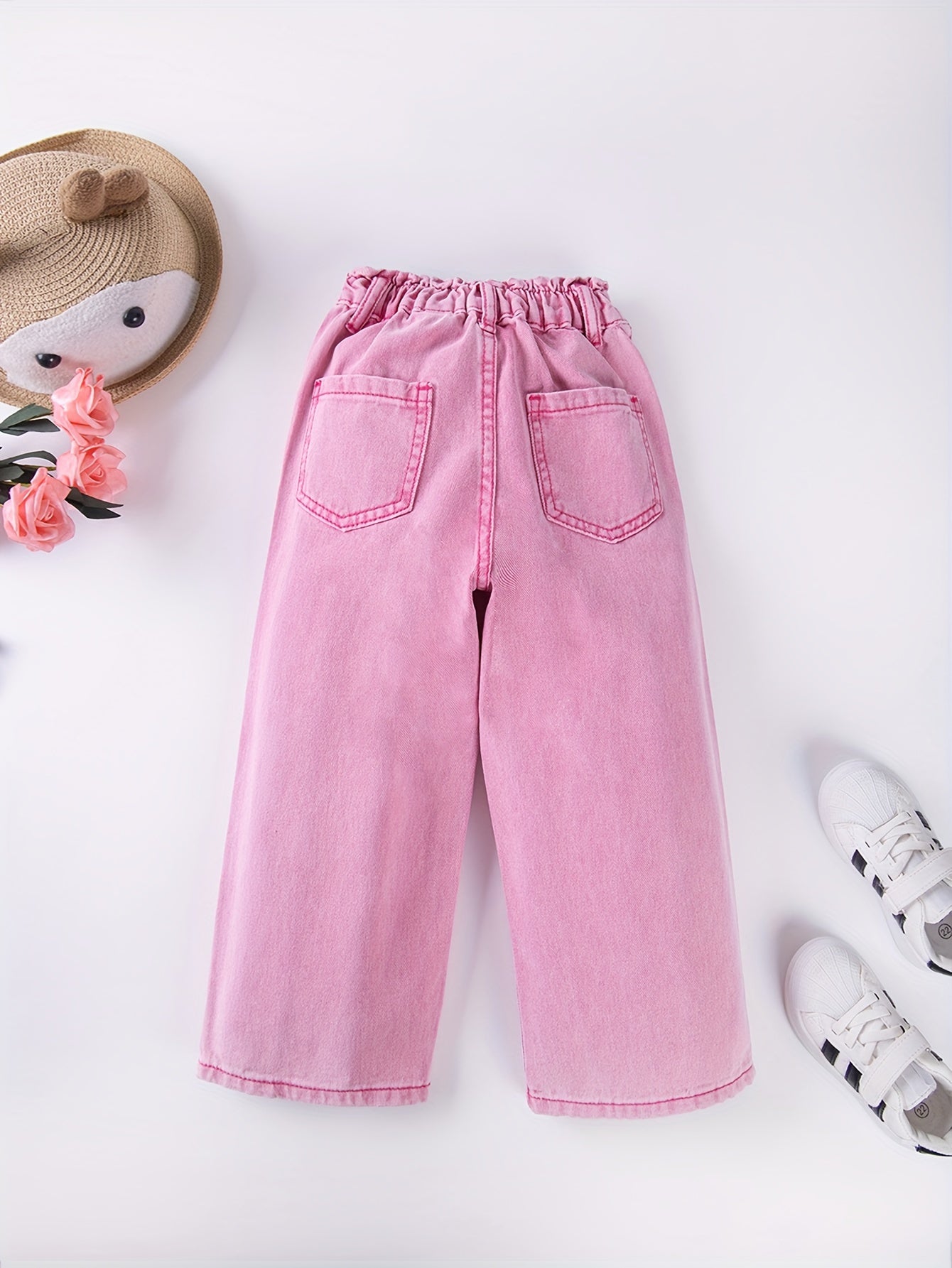 Comfy wide leg denim pants for girls, perfect for outdoor activities